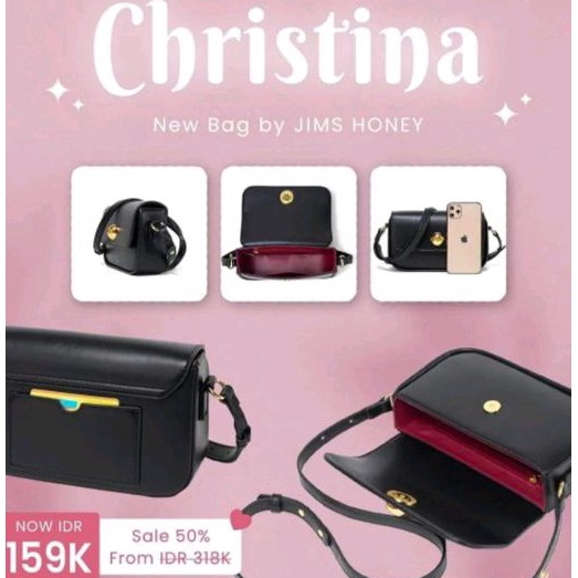 Christina Bag || Sling Bag Jims Honey Free Box Hitam