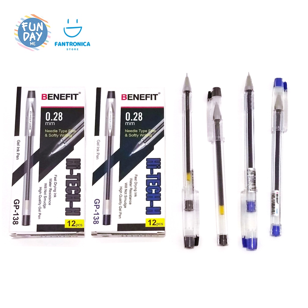 

Pen Hi-Tech H Benefit Enak digunakan Biru dan Hitam 0,38mm