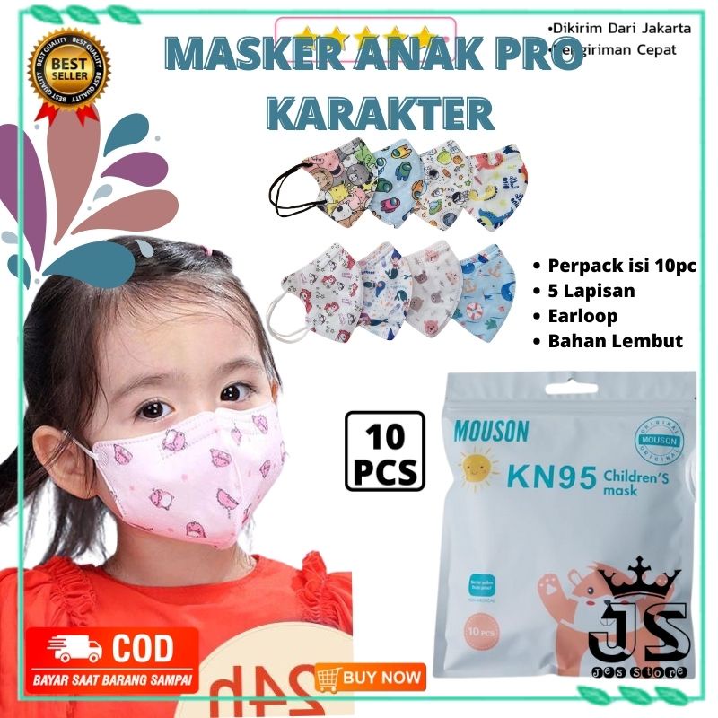 COD (JES) Masker Mouson Pro KN95 Anak Motif Karakter Isi 50Pc Masker KN 95 Mouson N95 Karakter Anak 
