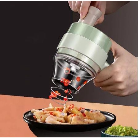 LDS SS33 Set Mesin Pemotong Sayuran 4 in 1  Food Chopper Electric Handheld Cooking Hammer USB Charging / Vegetable Cutter Blender Multifungsi