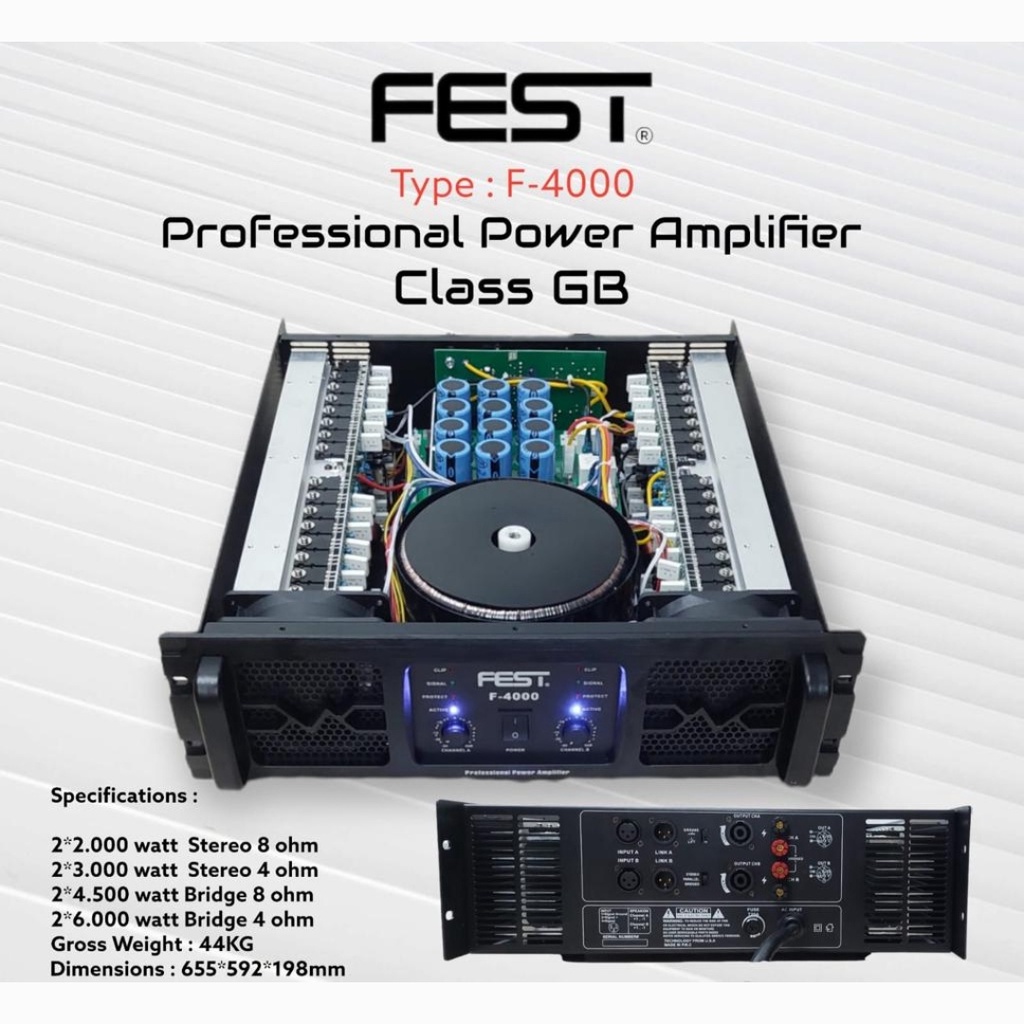 Jual Power Amplifier Fest F4000 / F 4000 Class GB 2x2000 Watt | Shopee