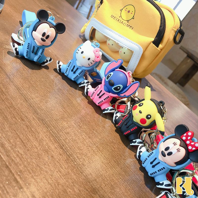 ACC Market88 Gantungan Kunci Imut Motif Pikachu Stitch Mickey Minnie Cantik Elegan Import Keychain