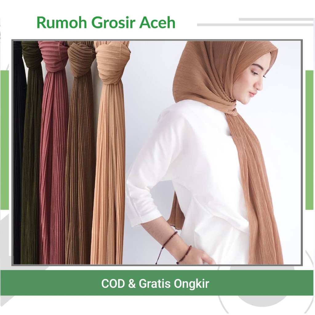 [ACEH} Jilbab Pashmina Plisket / Pashmina Polos / Kerudung Plisket