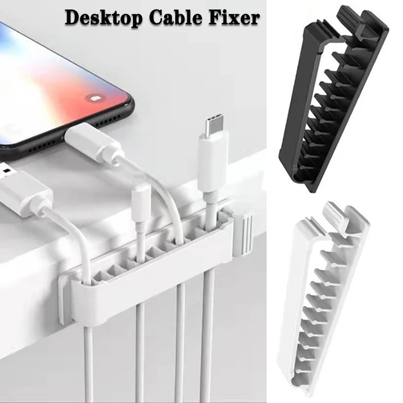 Klip Holder Kabel Data Portabel 10 Lubang Dengan Perekat Untuk Dinding Meja Rumah