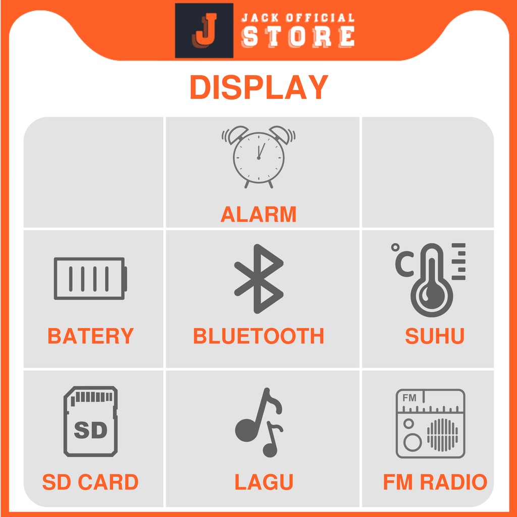 JACKSHOP Speaker Jam Bluetooth Portable Dan FM Radio Wireless Bass Mini Stereo Original Dapat Setting Alarm Untuk Membangunkan Anda LED Display Alarm Jam LED Jam Alarm Jam Meja Jam Mini Jam Audio