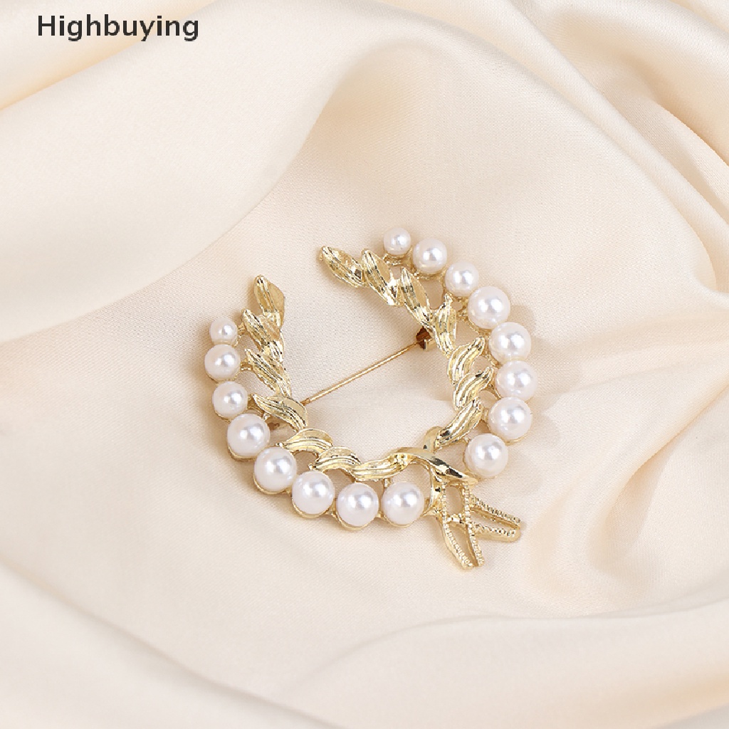 Bros Pin Bentuk Gandum Aksen Mutiara Gaya Vintage Untuk Wanita Glory