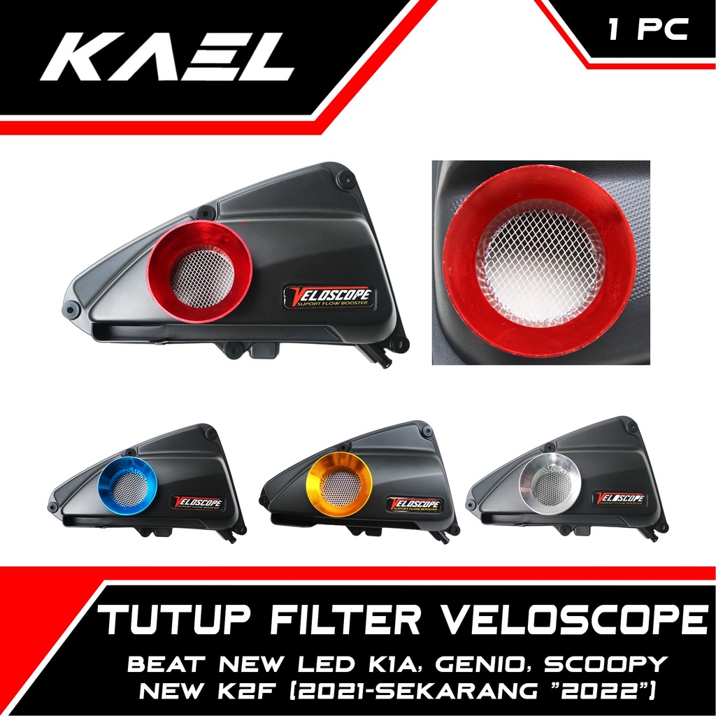 Tutup Box Filter Veloscope Honda Beat New LED K1A &amp; Scoopy eSP K2F &amp; Genio Cover-Penutup-Pelindung Boks Hawa-Udara-Air Corong Velocity Variasi