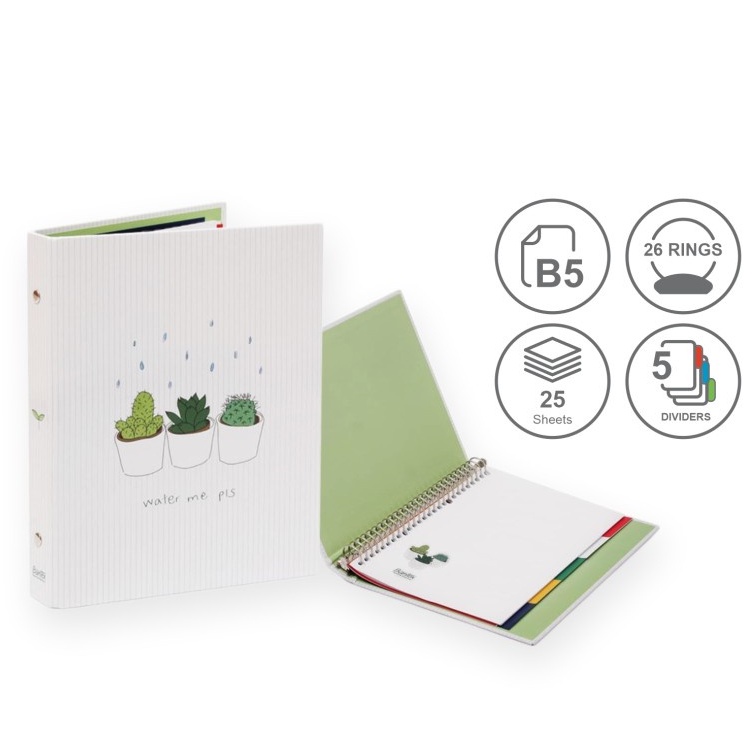 

Bantex Binder B5 26 Ring Motif Water Me Cactus