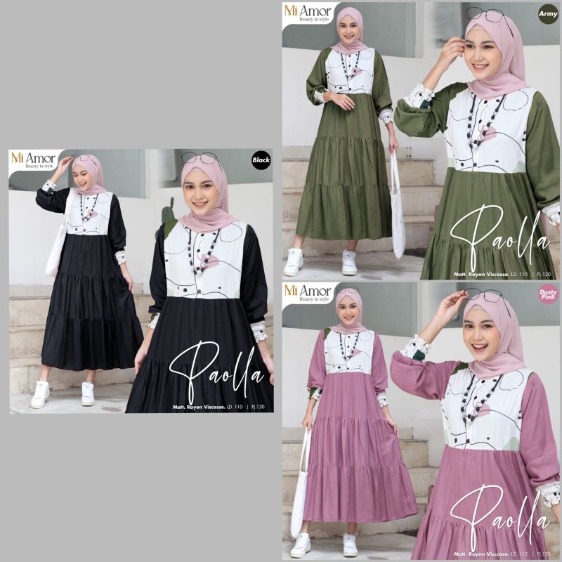 Paolla Midi Dress Wanita Kekinian Midi Dress Korea Style Midi Dress Premium Midi Kondangan Midi Pest