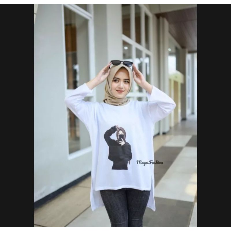 Baju Atasan Oversize Wanita/ Kaos Sablon Unik/ Tunik Jumbo Lengan Panjang/ Baju Sablon Terbaru 2022/ Baju Atasan Wanita Kekinian/ Baju Simple Trendy 2022