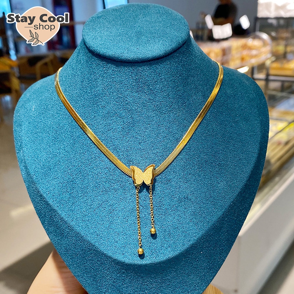 Kalung Liontin Kupu-Kupu Asli Titanium Model Terbaru 2021 Kualitas Import Anti Karat Dan Luntur