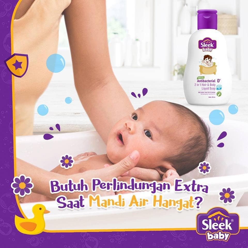 HAIR and BODY LIQUID SOAP 2IN1 Sleek 120 ml / 250 ml SABUN MANDI BAYI untuk rambut dan badan bayi