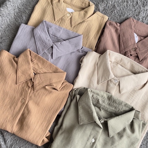 KEMEJA CASUAL POLOS BAHAN CRINKLE AIRFLOW/ KEMEJA WANITA OVAL