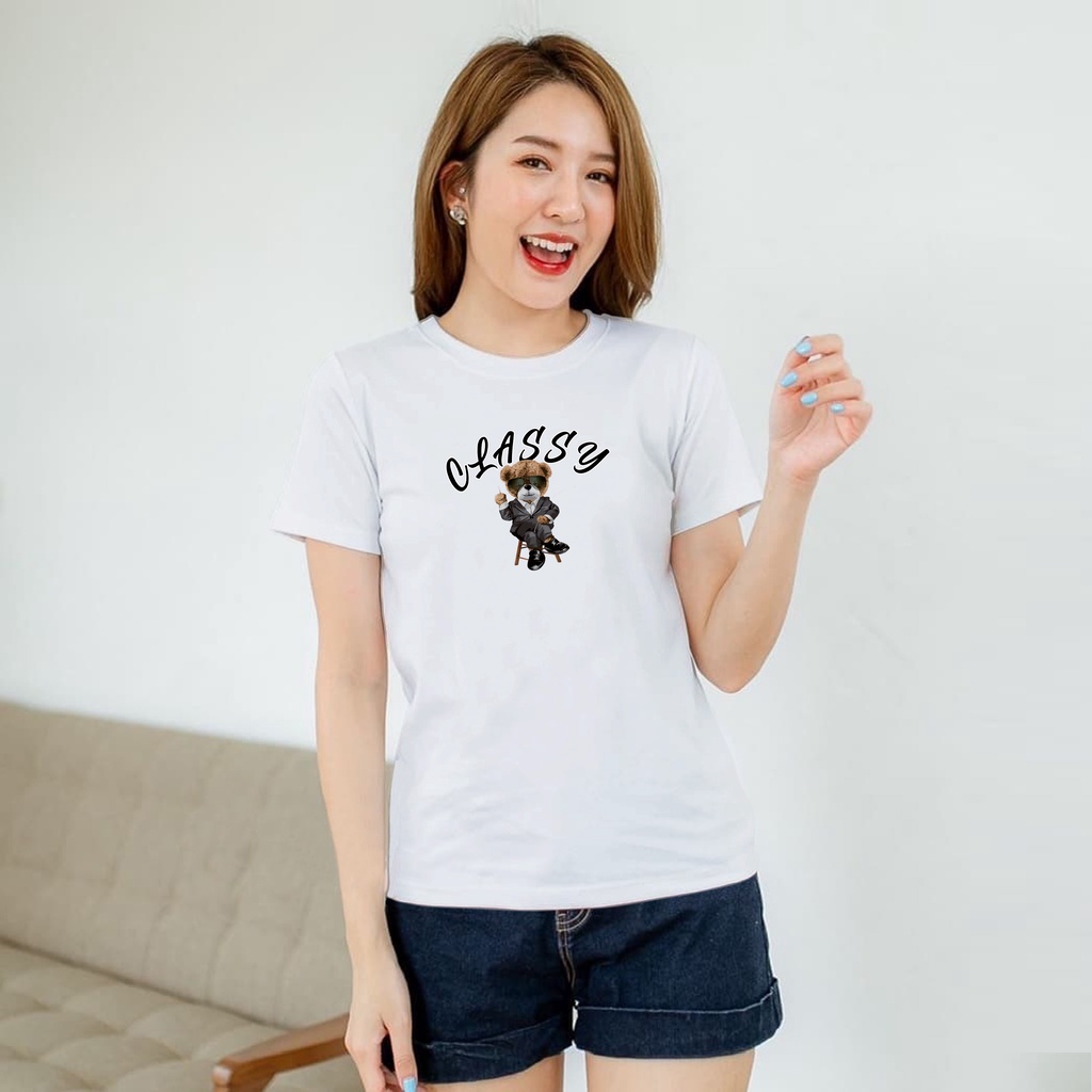 ISANNY SIZE.S M L XL XXL 2209-00031 BEAR CLASSY / KAOS OBLONG / KAOS CEWEK / ATASAN WANITA / READY STOCK