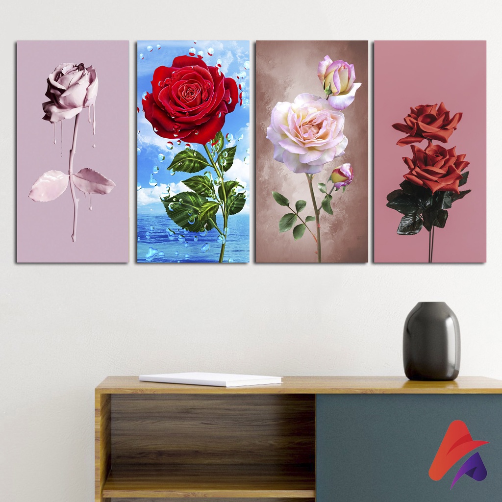 HIASAN DINDING BUNGA MAWAR AESTHETIC (15X30 CM) PAJANGAN WALL DECOR DEKORASI DINDING BUNGA MAWAR ESTETIK KAYU MINIMALIS