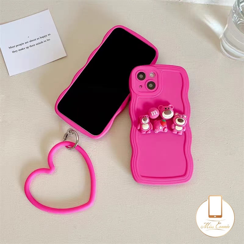 Soft Case TPU Motif Hati 3D Dengan Gelang Manik-Manik Untuk iPhone 7 8 14 Plus 11 Pro MAX XR 14 12 13 Pro MAX X XS MAX