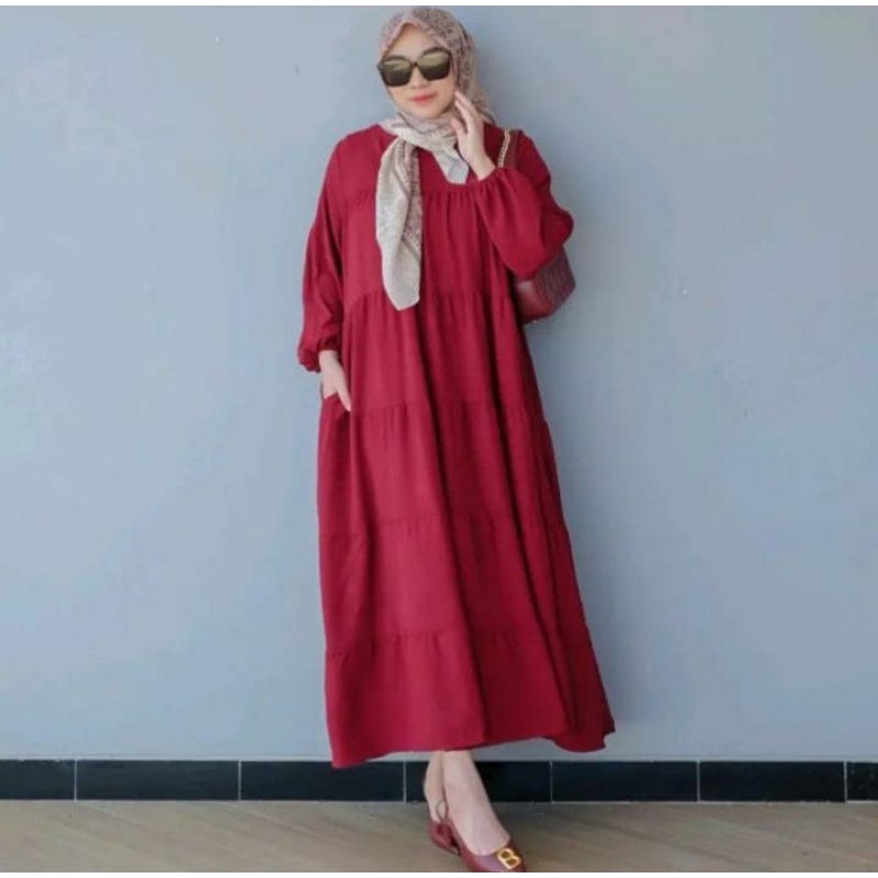 Gamis Susun Ity Mango Crepe // Syar'i Memayung Real pict Pakaian Wanita Muslim Modern Size Kumplit S M L XL XXL Ukuran Reguler Normal Tanggung Jumbo Gede Besar Oversize Awet Adem Jatuh Tebal Tidak Luntur Busana Murah Berkualitas Bagus Jahitan Rapih