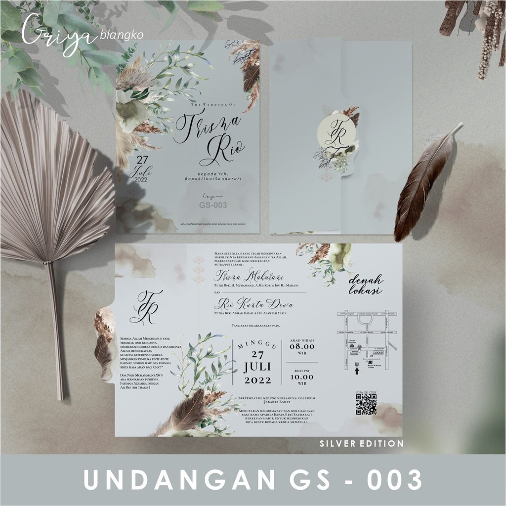 UNDANGAN GS-003 | SILVER EDITION | Undangan Pernikahan Murah | Blangko Undangan | Griya Blangko | Un