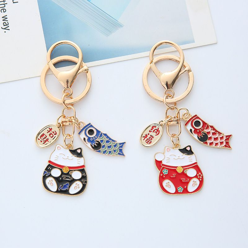 ACC Market88 Gantungan Kunci Lucky Cat / Gantungan Tas Gantungan  Airpods Keychain Maneki Neko With Fish Koi