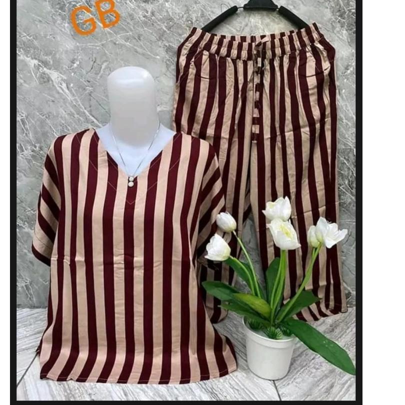 Termurah SETELAN ANDIN MOTIF SALUR / BAJU SETELAN DEWASA WANITA / SETELAN ANDIN KEKINIAN TERBARU 202