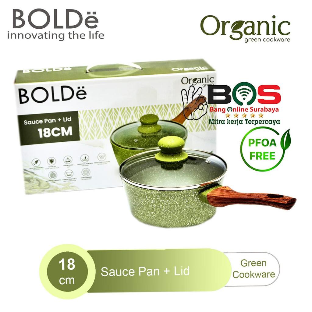 Bolde Panci Susu Organic Green Sauce Pan 18 CM Anti Lengket Bolde Super Pan