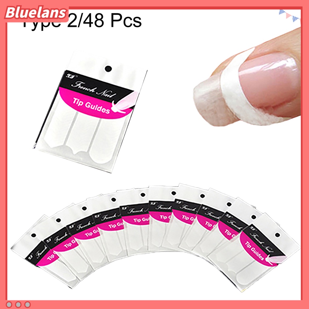 Bluelans 48Pcs Stiker Stensil Panduan Bentuk Kuku Untuk Dekorasi Manicure