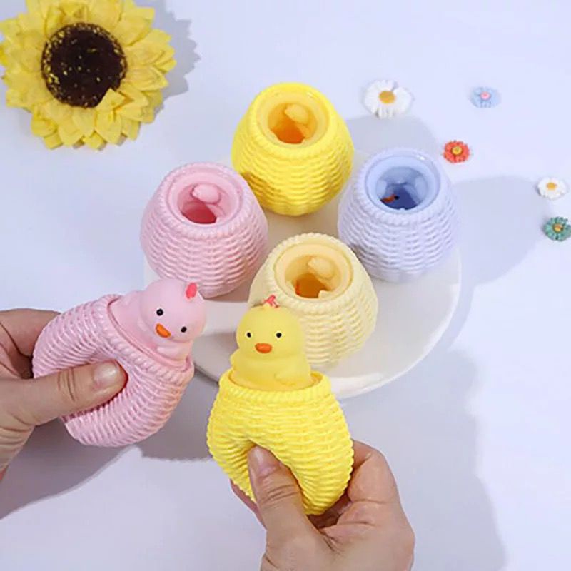 ELITEE Mainan Squishy Ayam Pop it Silicone Pencet Lentur Aman Mainan Slime Squishy Telor