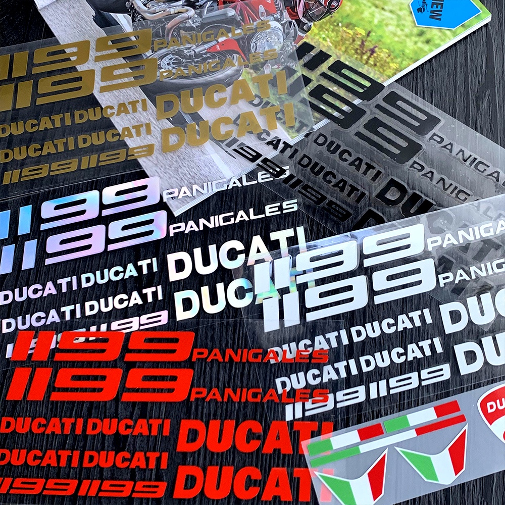 1 SET Sticker Decal Reflektor Dekorasi Tangki Bensin Motor Motif Tulisan DUCATI 1199 Panigale