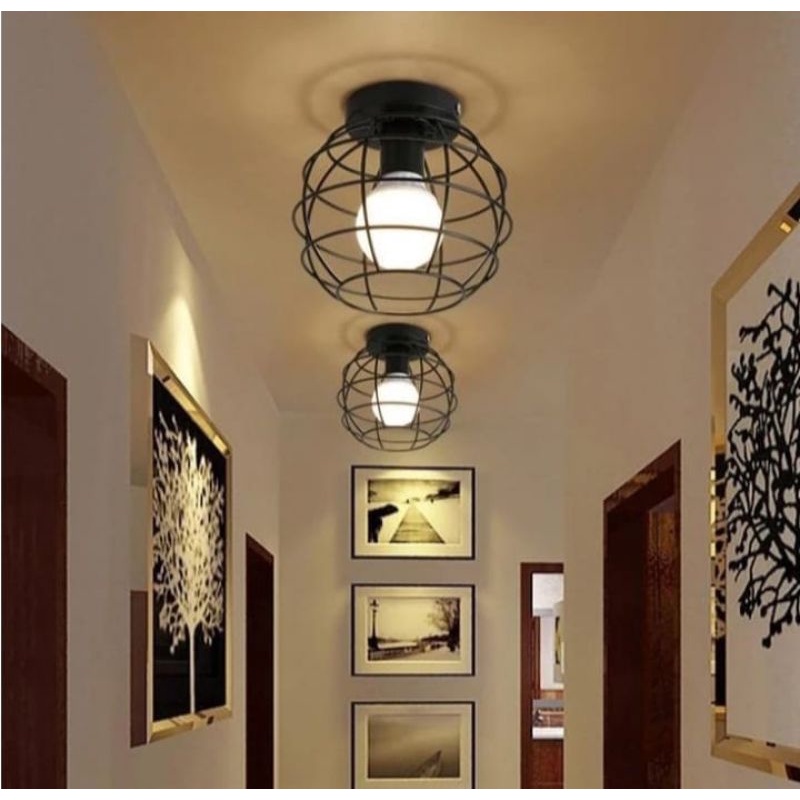 Lampu Hias Plafon Ruang Tamu dudukan Kap diamond Vintage Modern