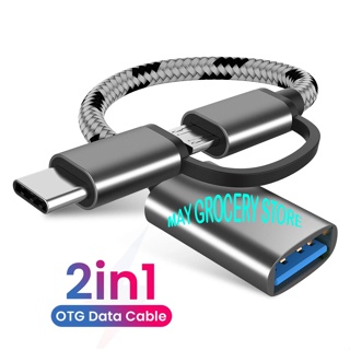 Adaptor OTG 2in1 USB Micro & Type-C / Kabel OTG Micro / Kabel OTG Type-C / Penghubung Data TypeC / OTG Metal TypeC / Micro