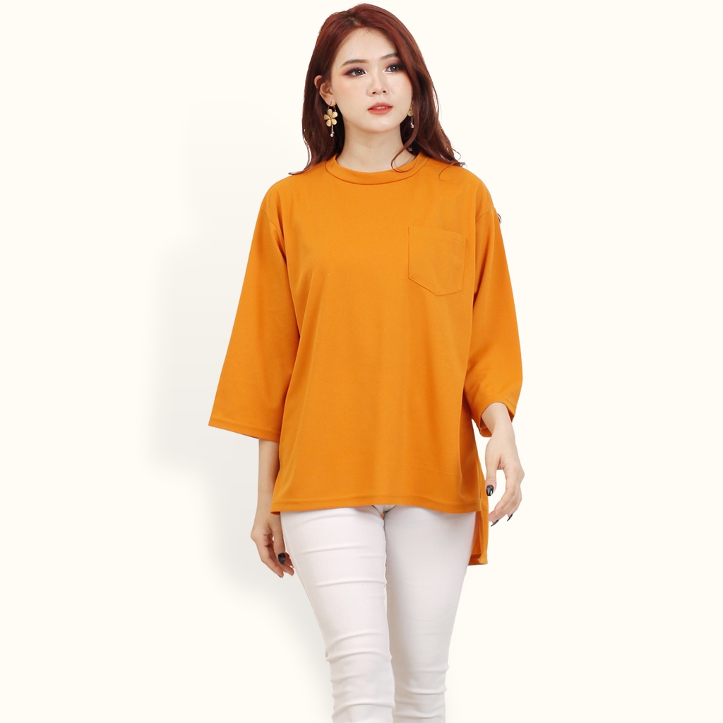 Kaos oversized Lengan panjang wanita Gaya Korea variasi kantong - XSHOP Jasmine