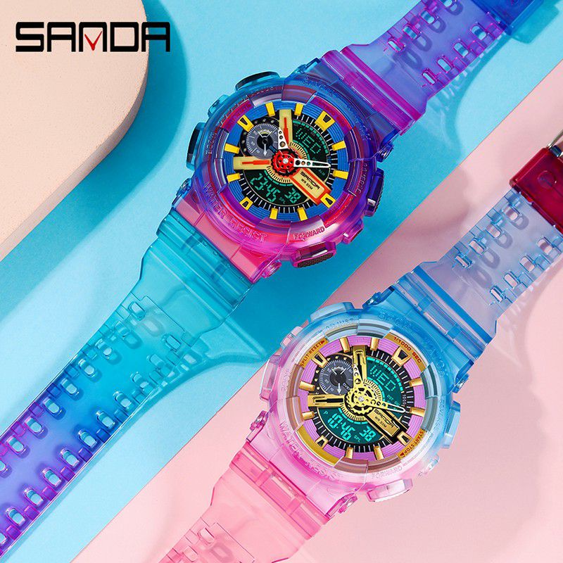 VIRAL SANDA 3125 Jam Tangan Pria Digital Analog Tali Rubber Shockproof Anti Air