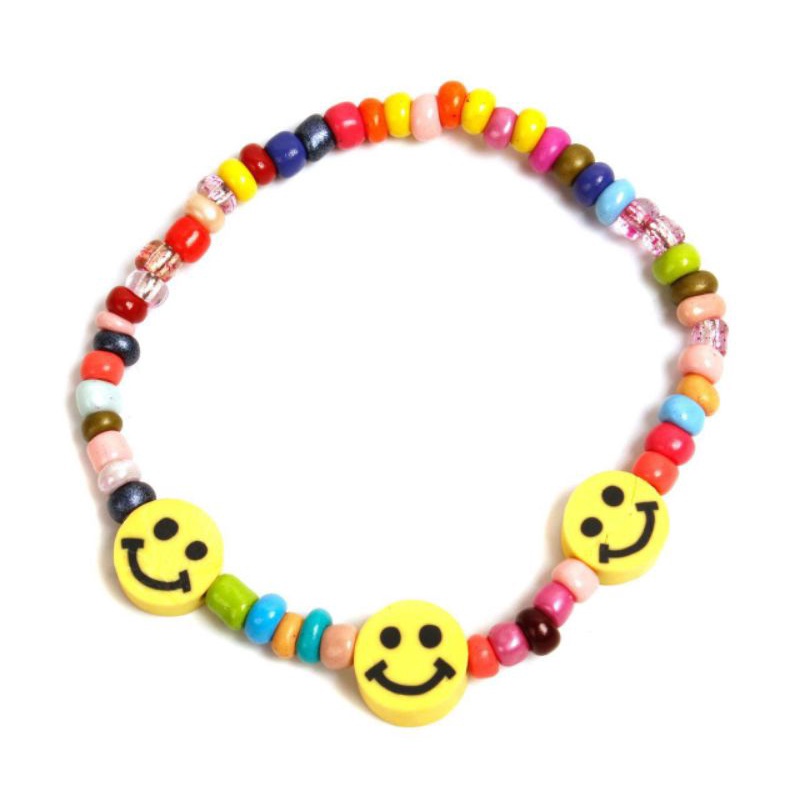 Gelang Manik Wanita Rainbow Smile Mix Beads Warna Campur Pelangi Bohemian Fancy