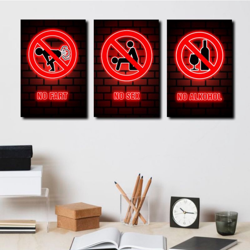 ID PAJANGAN DINDING GAMBAR NEON DILARANG / HIASAN POSTER MURAH KEREN AESTHETIC / DEKORASI DINDING