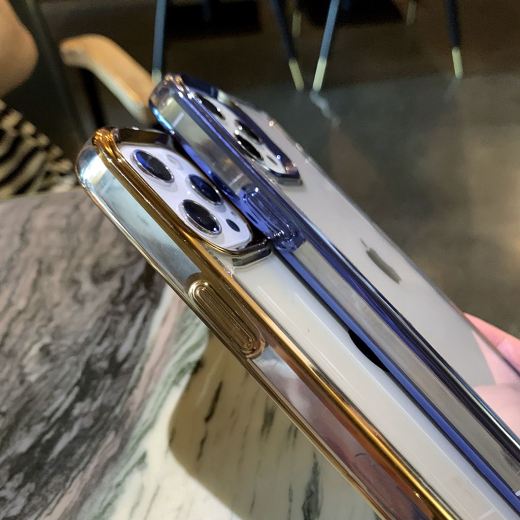 Case Transparan Dengan Frame Metal Untuk iPhone 14 13 12 11 Pro X XS MAX XR