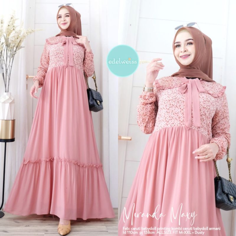 Miranda Maxy//Gamis Ceruty babydoll Printing Kombi Ceruty babydoll Armany//Gamis Terbaru//Gamis Wani