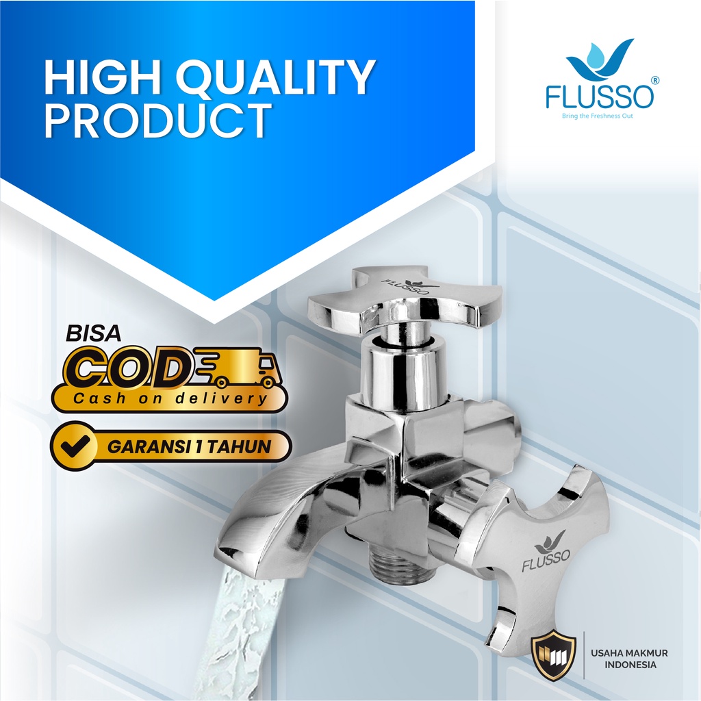 New FLUSSO Flusso Kran Shower Cabang Kran Double Kran Tembok Double Termurah