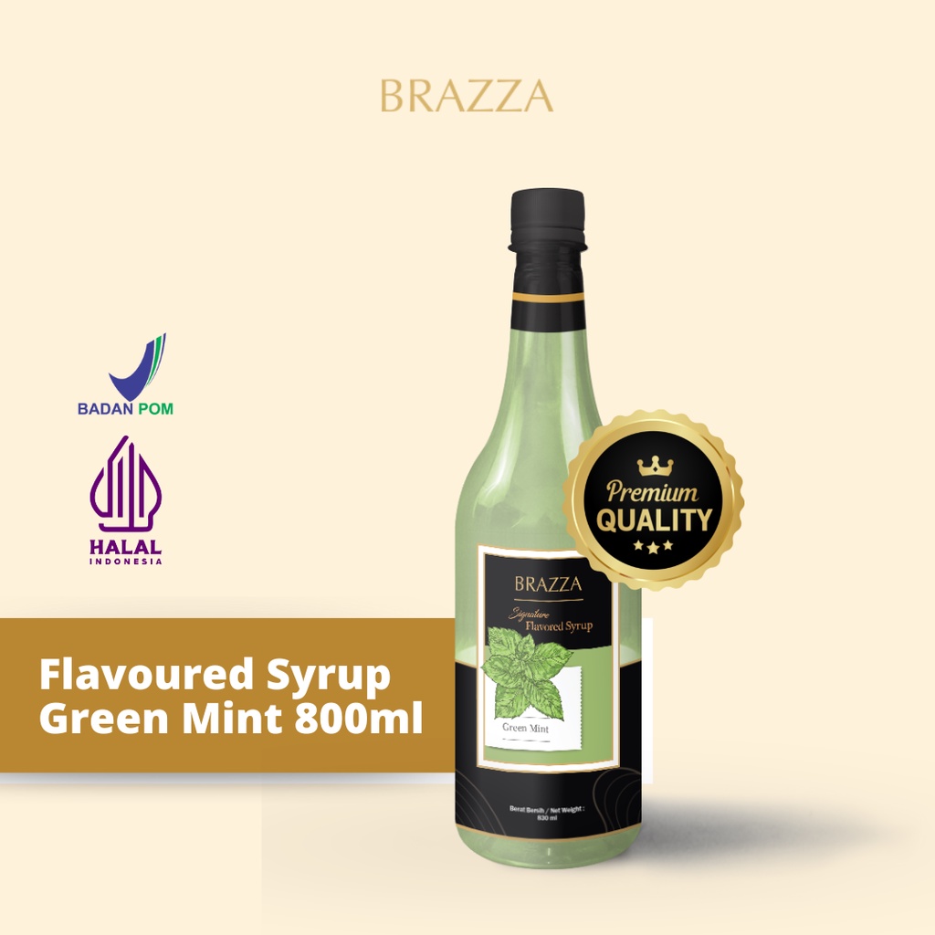 

Flavoured Syrup Greenmint 800ml - Brazza Sirup Rasa Mint