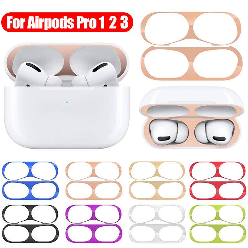 Stiker Pelindung Anti Debu / Gores Bahan Metal Untuk Case Airpods 1 / 2 / 3 / 1