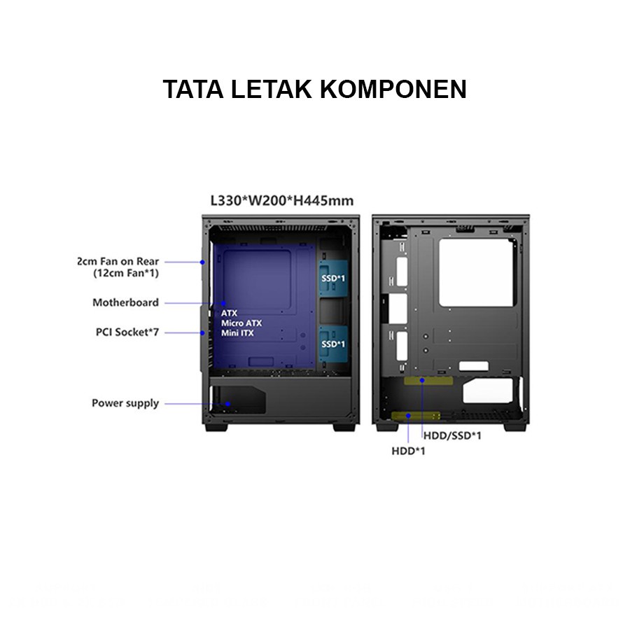 Casing PC Gaming Power Up Raptor Strike 1820 Black