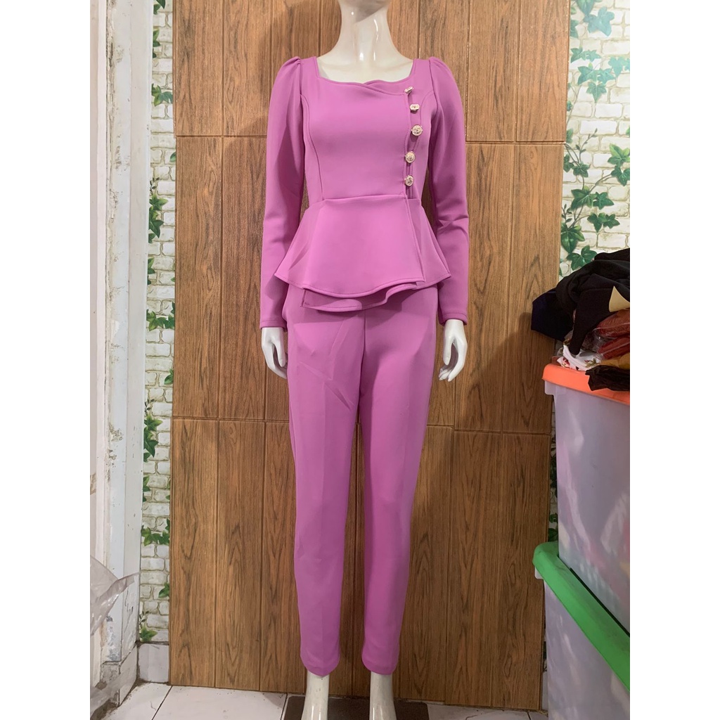 Kathryn collection # 011,  stelan button 5 scuba import premium celana panjang tangan panjang