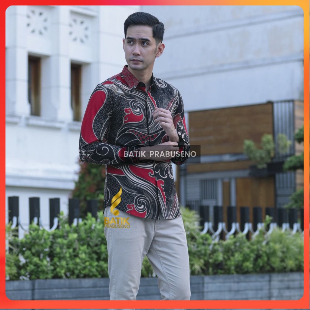 PRAMADANA Kemeja Batik Pria Lengan Panjang Slim Fit Slimfit Original Ori Prabuseno Full Furing Jumbo