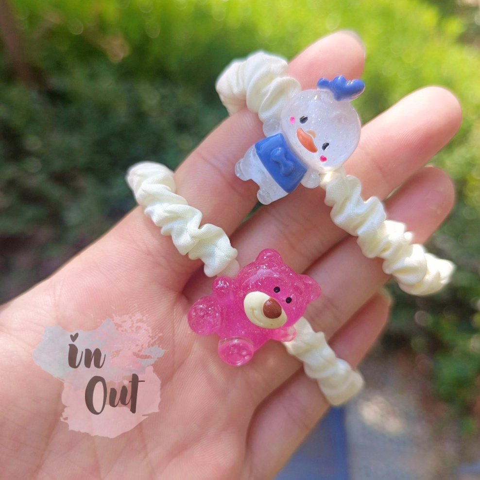 Ikat Rambutn Karet Disney Wanita Korea Simple Elegan / Ikat rambut wanita motif elastis Winnie Lotso Piglet Tiiger Donald / Woman Kid Hair tie ACC46