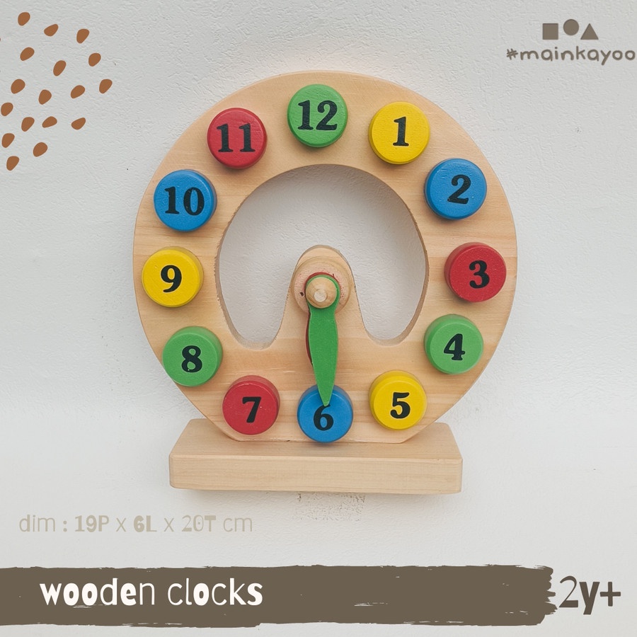 wooden clock toys - mainan montessori kayu