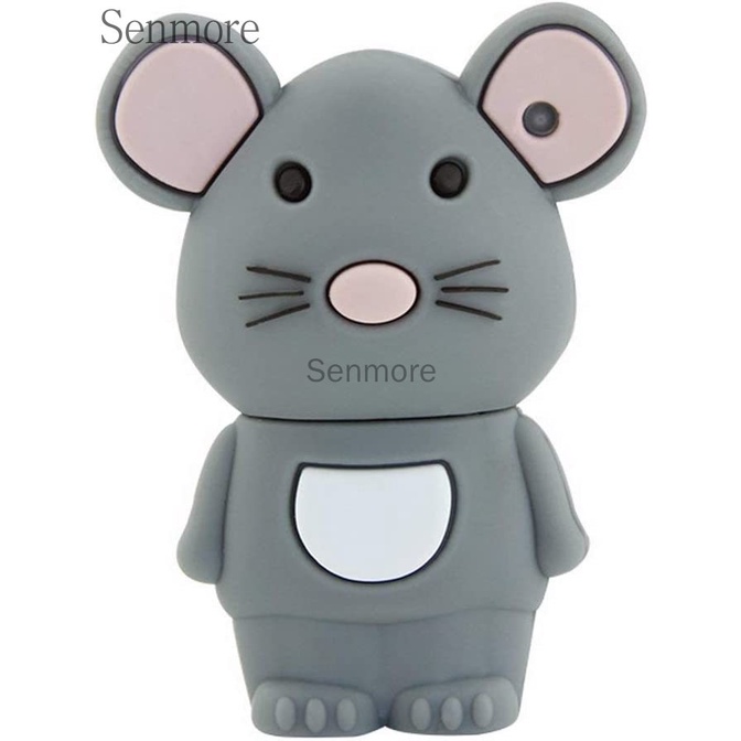 Pendrive 1GB / 32GB / 64GB / 128GB / 1TB / 2TB / 16GB / 8GB Bentuk Tikus Kartun Warna Abu-Abu