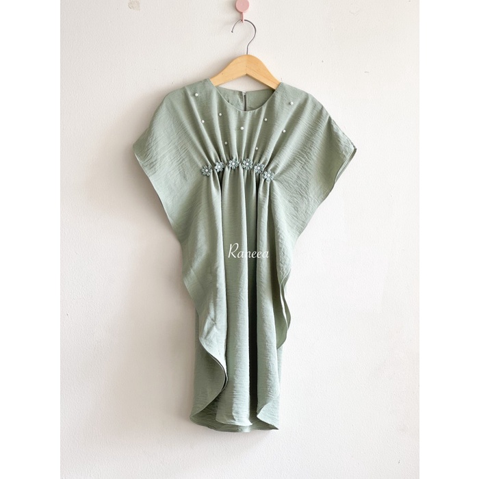 Garansi Raneea - Kaftan Couple Zara mom and kids kaftan baju lebaran KF06 - Sage, XS