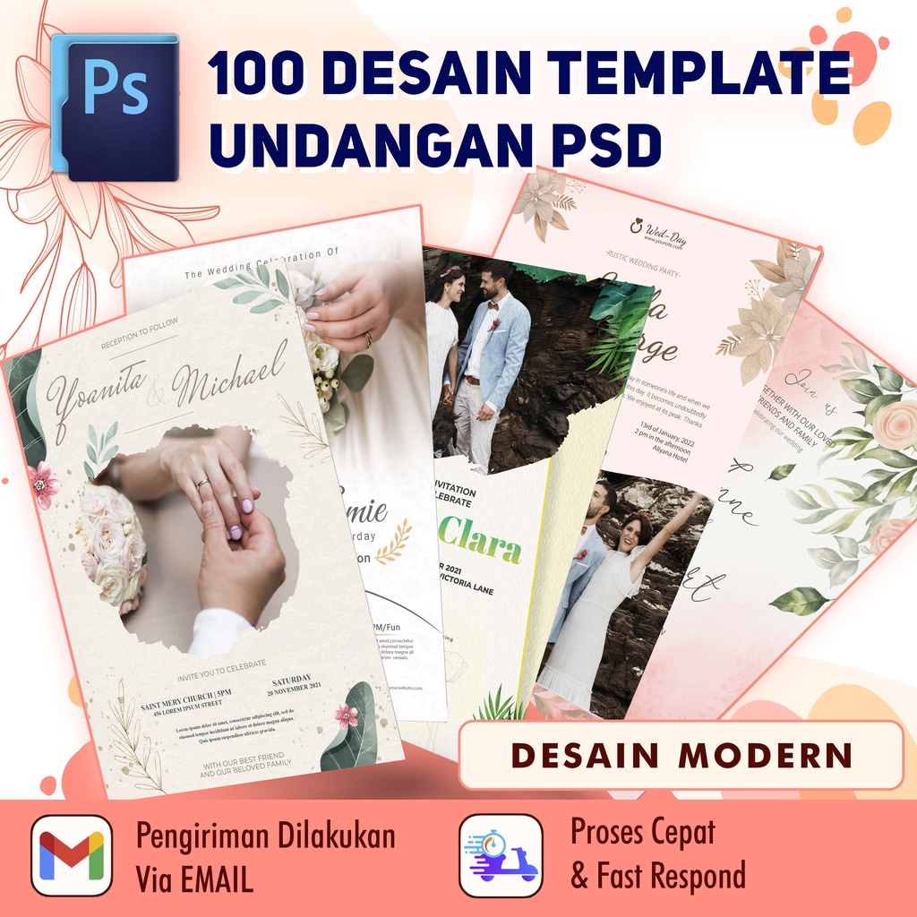 Jual Template Pernikahan Psd Template Undangan Pernikahan Photoshop