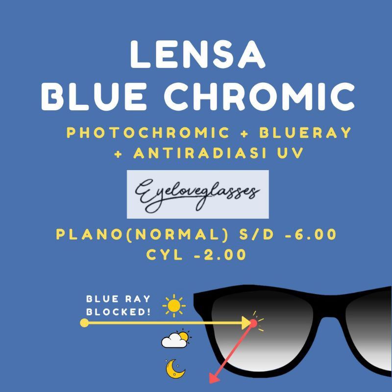 LENSA BLUECROMIC ANTI RADIASI/ LENSA KACAMATA ANTI BLUE BISA UNTUK SEMUA FRAME KACA MATA