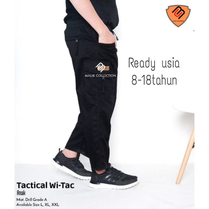 Warna Hitam Celana Sirwal anak Tactical Witac Remaja Estimasi usia 8 sampai 18 tahun nan