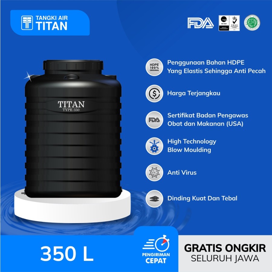 Tangki Toren Tandon air Titan Blow TBL 350  Tidak Berbau &amp; Higienitas Tangki Air 350 L